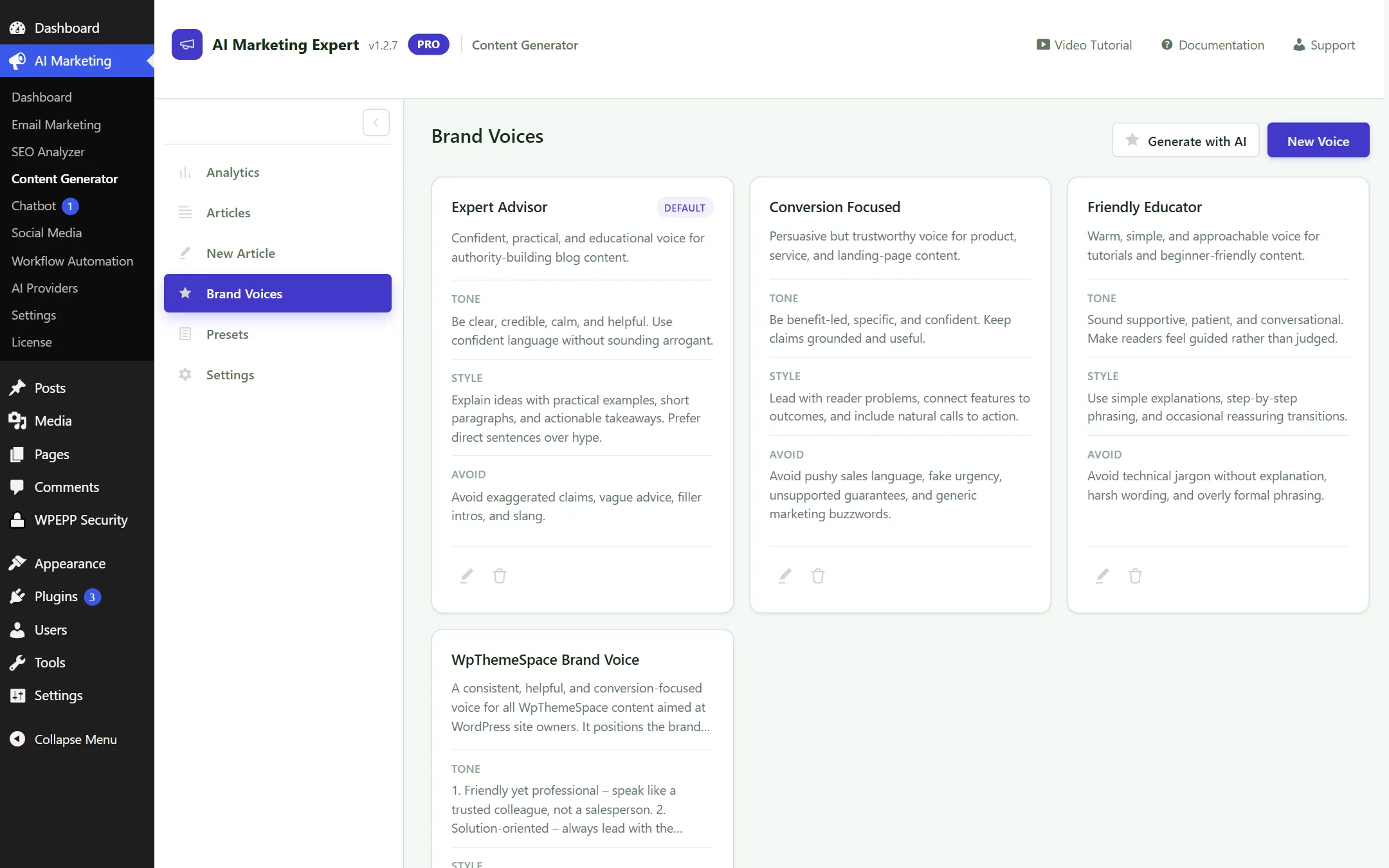 Brand Voices Configuration