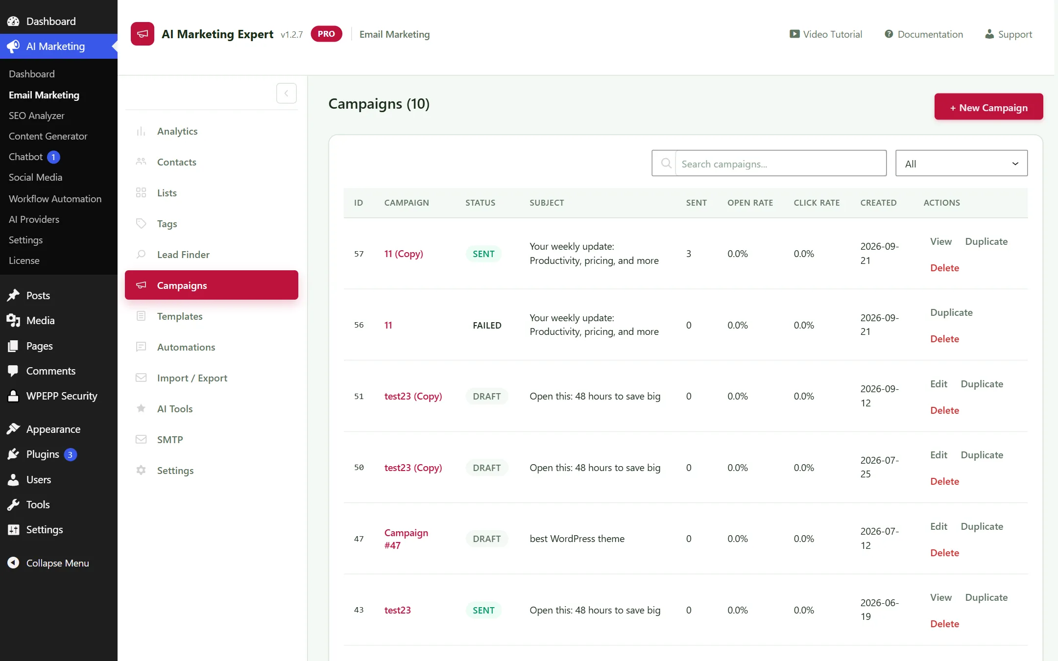 Email Campaigns Management