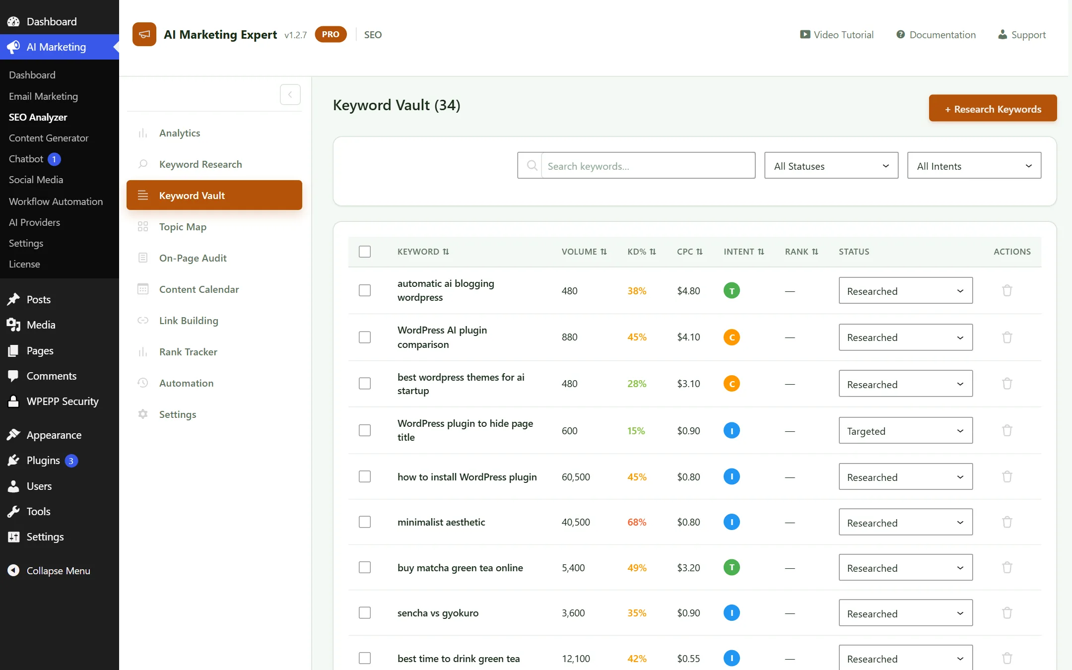 SEO Keyword Vault