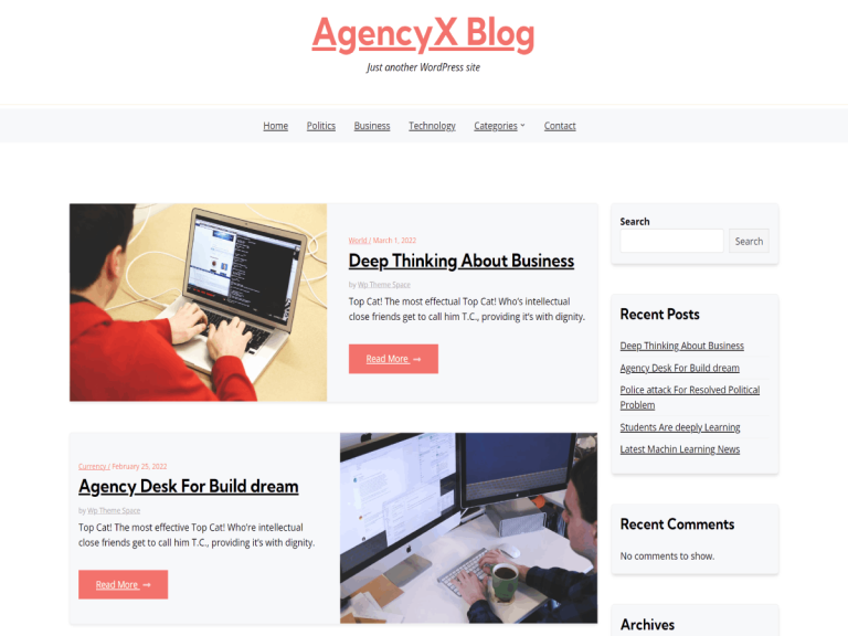 AgencyX Blog WordPress Theme