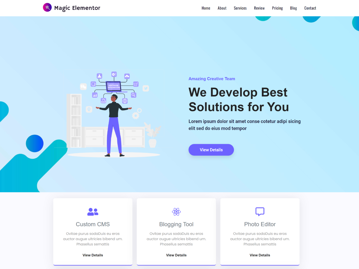 Magic elementor wp theme space