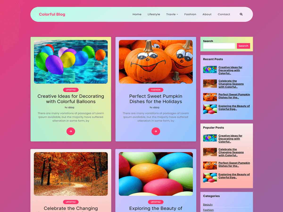 Colorful Blog WordPress theme