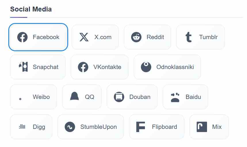 Easy Share Solution 2 Facebook, X (Twitter), LinkedIn, Reddit, Tumblr, Instagram, Snapchat,